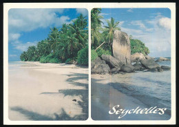 CPSM / CPM 10.5 X 15 SEYCHELLES (3)  Palmier Plage Mer Rochers Menhir (?) - Seychellen