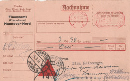 Deutsches Reich Nachnahme Finanzamt Hannover Mit Postfreistempel 1934 AKS Hannover Döhren Nach Vooburg Holland - Macchine Per Obliterare (EMA)