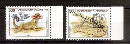 Tajikistan 1995●Lizards●Surcharge Exhibitions“China/Singapore”●●Eidechsen● Briefmarkenausstellungen /Mi73-74 MNH - Autres & Non Classés