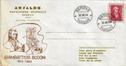 Fdc Ansaldo: BODONI (1964); Non Viaggiata; Annullo Filatelico Genova - FDC
