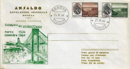 Fdc Ansaldo: GIOVANNI DA VERRAZZANO (1964); Non Viaggiata; Annullo Filatelico Genova - FDC