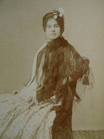 Photo Format Cabinet E. Almenara, Cordoba - Jeune Femme à La Longue Chevelure Lachée, Circa 1880-85 L675 - Oud (voor 1900)