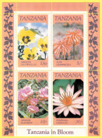 Bloc-feuillet Neuf** - Fleurs Guimauve Jaune Citron Laurier Rose Lotus Bleu Du Nil - N° BF46 (Yvert) - Tanzanie 1986 - Tanzania (1964-...)