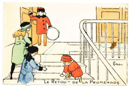 2 CPA 9 X 14 Le Retour De Promenade Dessin De L'illustrateur Henriette Delalain  Jeunes Filles - Autres & Non Classés