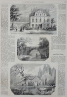 Villeneuve-l'Étang, Le Château - Le Canal Et Le Lac - La Laiterie - Page Originale 1861 - Historical Documents