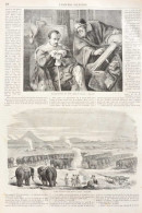 Camp D'éléphants Dans L'Inde -  Wallenstein Et Seni - Page Originale 1861 - Historical Documents