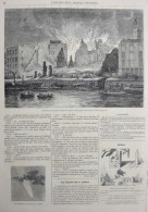 Incendie De Londres - Ruines De Cotton's Wharf (quai Des Cotons) - Page Originale 1861 - Historical Documents