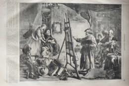 L'atelier De Rembrandt, Tableau De J. Gilbert - Page Original 1861 - Historical Documents