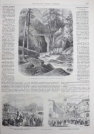 Le Pont D'Espagne à Cauterets - Inauguration Du Chemin De Fer De Barcelone à Saragosse - Page Originale 1861 - Documents Historiques