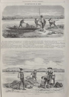 Les Orpailleurs Du Rhin - Orpailleurs Lavant Le Sable Aurifère - Page Originale 1861 - Documents Historiques