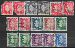 1950,1955 NORWAY SET OF 16 USED STAMPS (Michel # 358,359,361,362,396,398,399) CV €3.40 - Oblitérés