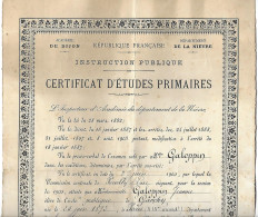 Diplôme - Certificat D'Etudes Primaires - 1905 - Académie Dijon - Département Nièvre - Pouilly Garchy - GALOPPIN - - Diplome Und Schulzeugnisse