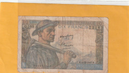 10 ANCIENS FRANCS "  MINEUR  "  .  4-12-1947    -  SERIE =  O.160  .  N°  72163   .  2 SCANNES - 10 F 1941-1949 ''Mineur''