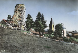 X113077 LOZERE CHATEAUNEUF DE RANDON TOUR DES ANGLAIS ET L' EGLISE CARTE COLORISEE RARE - Chateauneuf De Randon