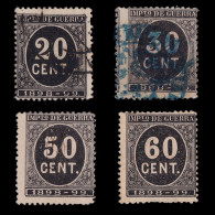 ESPAÑA.1898.Alfonso XIII.Cifras.20-30-50-60.negro.Usado - Revenue Stamps