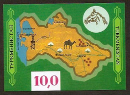 Turkmenistan 1992●Map Of Turkmenistan●Camel●MiBl 1 MNH - Turkmenistán