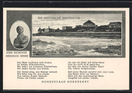 AK Norderney, Die Historische Marienhöhe, Porträt Heinrich Heine  - Norderney
