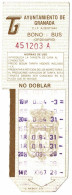 Billete De Transporte Bono-Bus Granada Años 80 - Europe