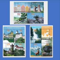 Austria 2021/2022/2023 "Beautiful Austria" –Sights/Landscapes Stamp MS/Block 3v MNH - Neufs