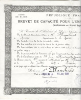 Diplôme - Brevet De Capacité Enseignement Primaire - Instituteurs -1939 - Garchy - Nevers - - Diploma's En Schoolrapporten