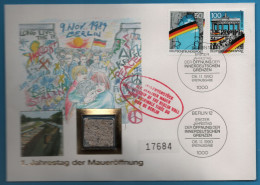 DEUTSCHLAND GERMANY 1, JAHRESTAG DER MAUERÖFFNUNG ORIGINAL CHIP OF THE BERLIN WALL 06.11.1990 - 1981-1990