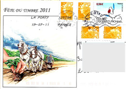 ENVELOPPE ILLUSTRÉE "CHEVAUX, LABOUR, LABOUREUR, PLANTATION, MAIN" (_T1142) - Lettres & Documents