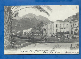 CPA - 06 - Menton - Jardin Public - Précurseur - Circulée En 1904 - Menton