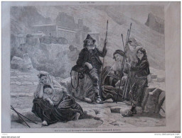 Halte De Pèlerins Près Du Couvent De San-Benedetto, à Subiaco - Tableau De M. Curzon - Page Original -  1861 - Historical Documents