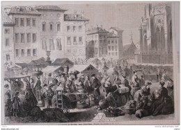 La Marché De Bayonne, Place Notre-Dame - Page Original 1861 - Historical Documents