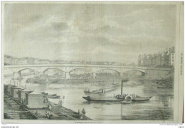 Le Nouveau Pont De Nemours à Lyon - Page Original 1861 - Historische Dokumente