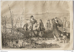 Paysans Monténégrins Fuyant Leurs Villages Incendiés Par Les Turcs - Page Original 1861 - Historical Documents