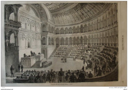 Nouvelle Salle Du Parlament Italien à Turin - Page Original 1861 - Historical Documents