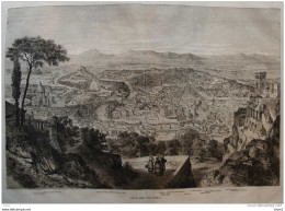 Vue De Rome à Vol D'oiseau - Rom - Page Original Double 1861 - Historische Dokumente