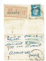 Tarifs Postaux France Du 01-04-1920 (18) Pasteur N° 176 50 C. Etiquette Echantillon Recommandé 20 G 01-06-1923 - 1922-26 Pasteur