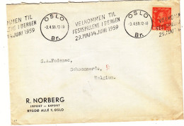 Norvège - Lettre De 1959 - Oblit Oslo - Exp Vers Schoonaarde - Fêtes à Bergen - - Cartas & Documentos