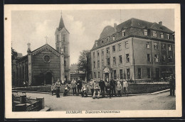 AK Duisburg, Diakonen-Krankenhaus, Hofansicht Mit Kirche  - Duisburg