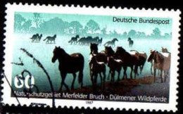 RFA Poste Obl Yv:1160 Mi:1328 Naturschutzgebiet Merfelder Bruch (cachet Rond) (Thème) - Pferde