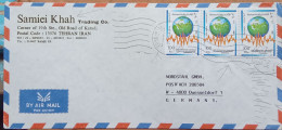 IRAN 1991, COVER USED TO GERMANY INT COYFRENCE ON EARTHQ UECK ENGINEL THI 3 MULTI STAMP ADVERTIUANG SAMLEI KHAN, ZONE-P- - Iran