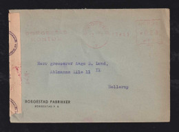 Norway Norwegen 1943 Meter Censor Cover BORGESTAD X HELLERUP Denmark - Storia Postale