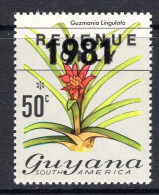 Guyana 1981 Date Overprint - 50c Flower Revenue HM (SG 817) - Guyane (1966-...)