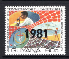 Guyana 1981 Date Overprint - 60c Caribbean Medical Research Council HM (SG 819) - Guyana (1966-...)