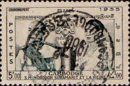 Cambodge Poste Obl Yv:  55 Mi:64 S.M.Norodom Suramarit & La Reine (TB Cachet Rond) - Cambogia