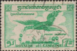 Cambodge Avion Obl Yv:11 Mi:82 Garuda Survolant Le Temple (cachet Rond) - Cambogia