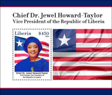 Liberia 2023, President Of The Republic Of Liberia, Chief Dr. Jewel Howard, Flags, BF - Liberia