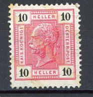 AUTRICHE - 1904 Yv. N° 86a Lignes Brillantes  (*)  10h Rouge  Cote 30 Euro  BE  2 Scans - Ongebruikt