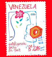 VENEZUELA - Usato - 1984 - Disegno - Intelligenza Per La Pace - Fiori, Testa - 2.85 - Venezuela