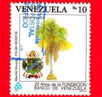 VENEZUELA - Usato - 1990 - 25 Anni Della Banca Del Venezuela - Albero E Stemma - Palma Moriche (Mauritia Flexuosa) - 10 - Venezuela