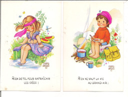 Lot De 2 CP  Illustration Mabel Lucie Attweill     Enfants - Other & Unclassified