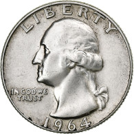 États-Unis, Quarter, Washington Quarter, 1964, U.S. Mint, Denver, Argent, TTB - 1932-1998: Washington