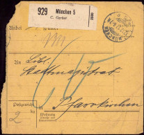 604025 | Paketkarte Mit Nachporto, Nr. Zettel Mit Eindruck Der Firma C. Gerber | München (W 8000) - Lettres & Documents